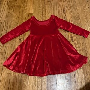NWOT- Elegant Red Velvet Kids Dress And Bow